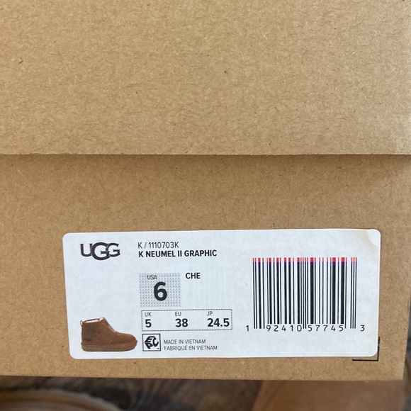 UGG Boots Girls UGG K Neumel II Graphic Boots Kids Size 6 Chestnut Tan Winter - Picture 9 of 10